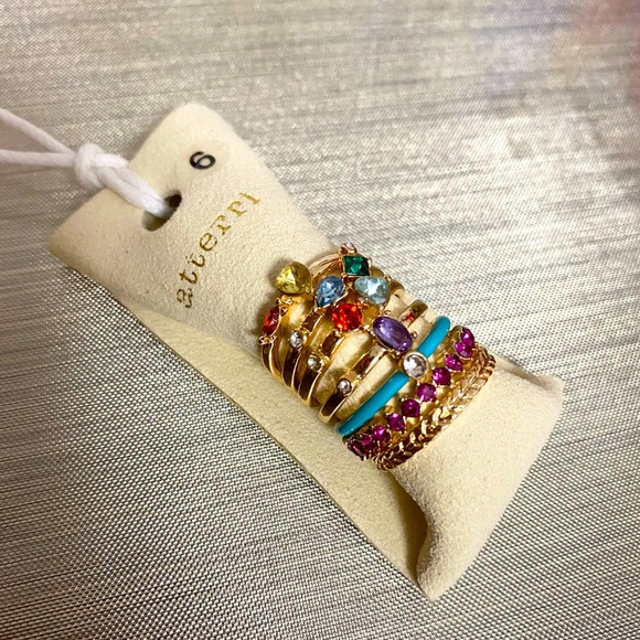 Set of 7 BRAND NEW gold toned rings size 6 ❤️❤️❤️ - Picture 2 of 5